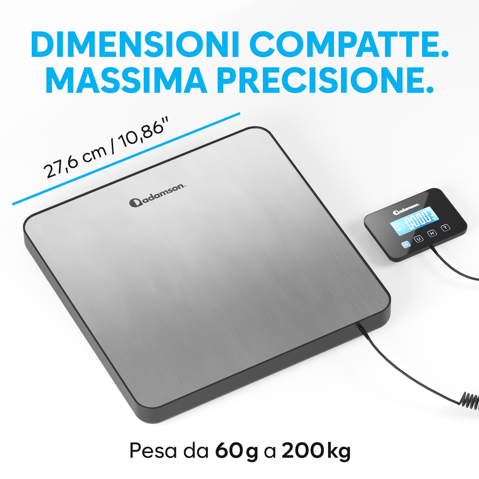 Bilancia Professionale 200 kg/10 g Alta Precisione con Funzione Hold/Tara per Pacchi Bagagli Uso Industriale