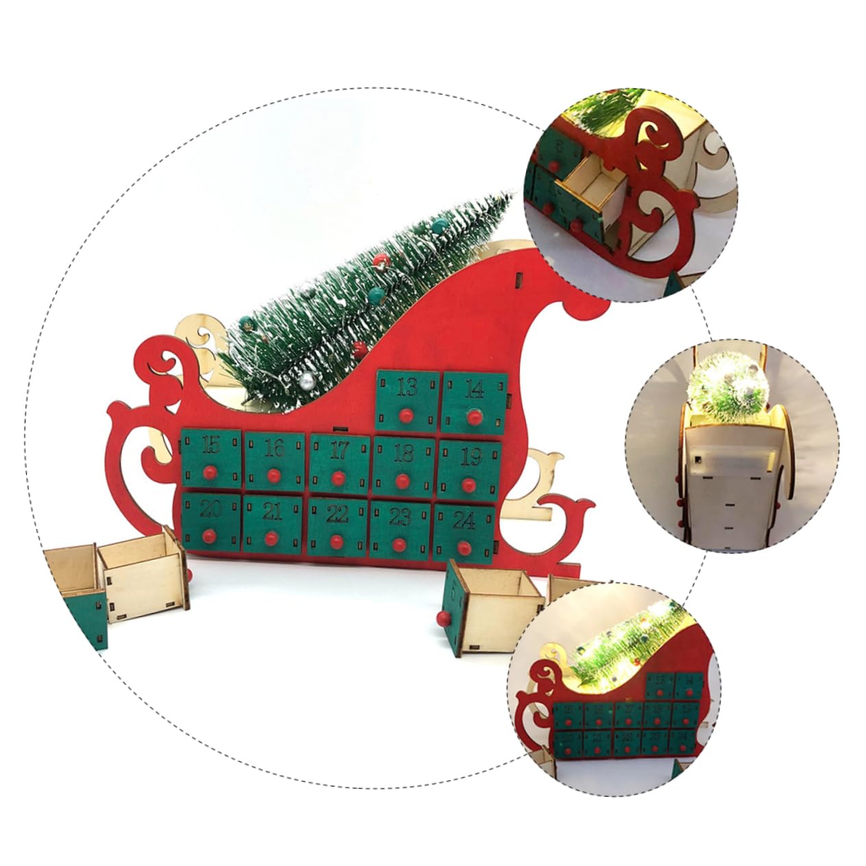 Weihnachtskalender mit Grünem Klassischem Design Adventskalender zum Befüllen für Schlafzimmer und Laden als Festliche Weihnachtsdekoration