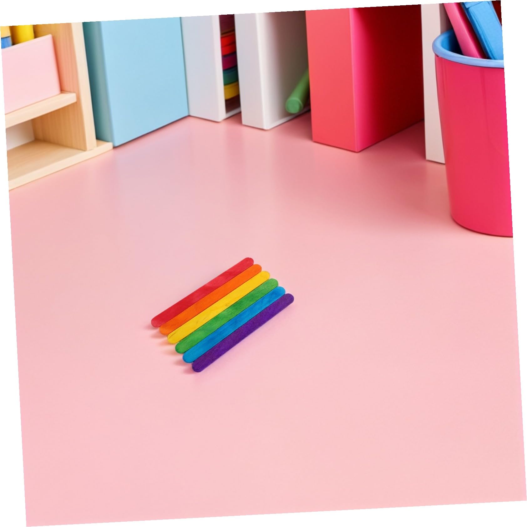 WOONEKY 500 Piezas Palitos de Madera para Manualidades y Helados Varillas de Madera Aptas para Alimentos Reutilizables Coloridos para Actividades DIY Infantiles y Escolares