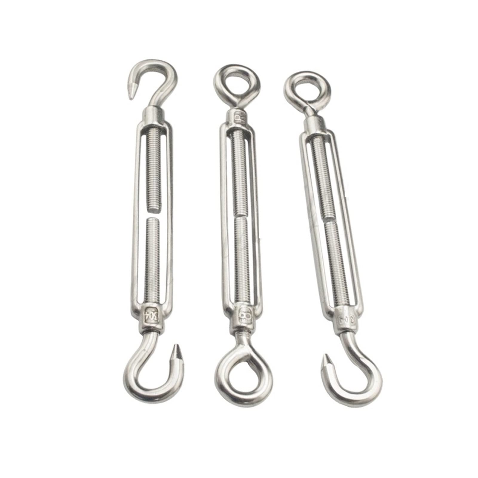 CRYSEU Turnbuckle Wire Tensioner, 1Pcs M4 M5 M6 M8 M10 Adjust Chain Rigging Hooks & Eye Turnbuckle Wire Rope Tension(Oc Type,M5)