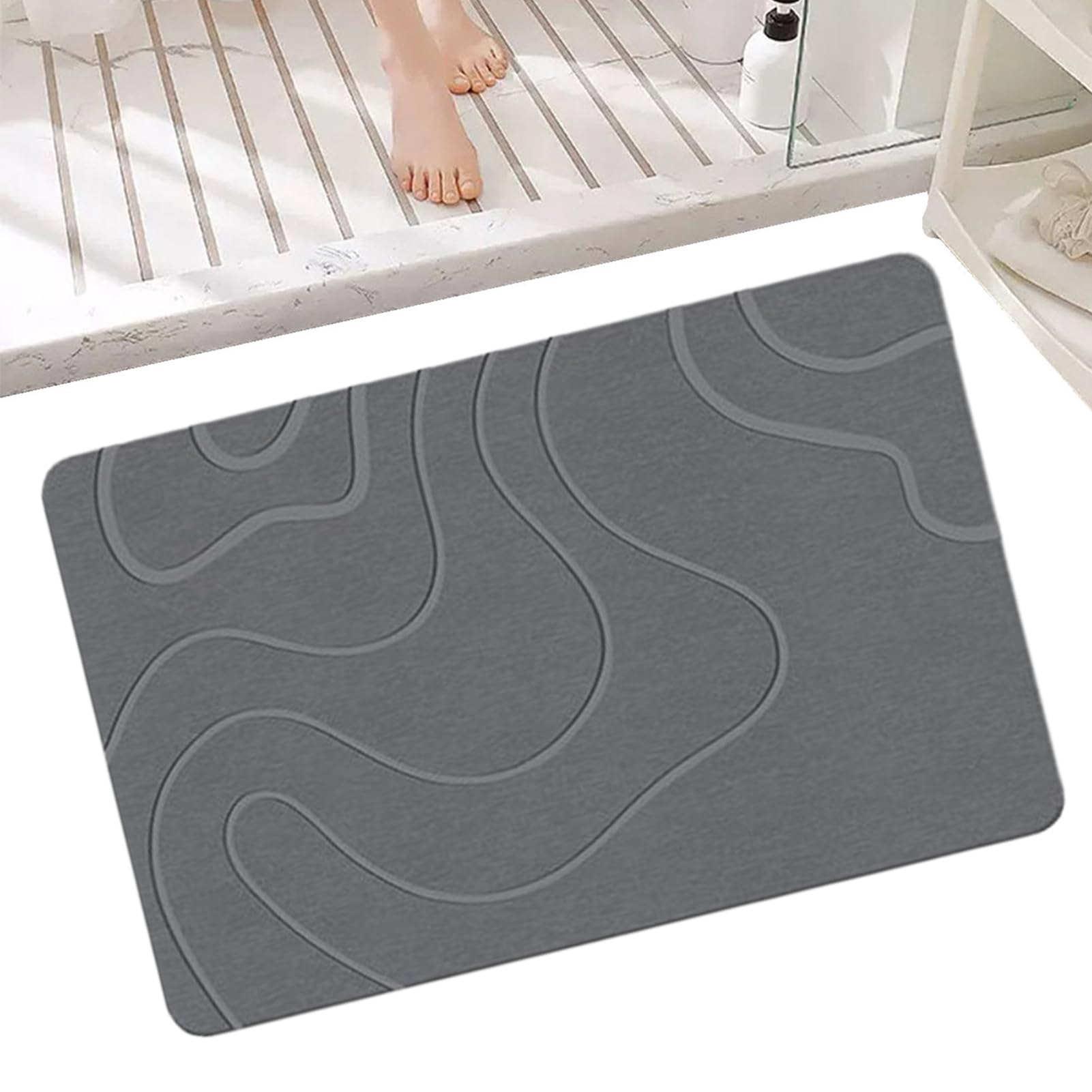 Felpudo para Baño Alfombra de Ducha Antideslizante con Tierra de Diatomeas | Alfombra Lavable para Salón, Comedor, Cocina, Hoteles y Baño Antideslizante