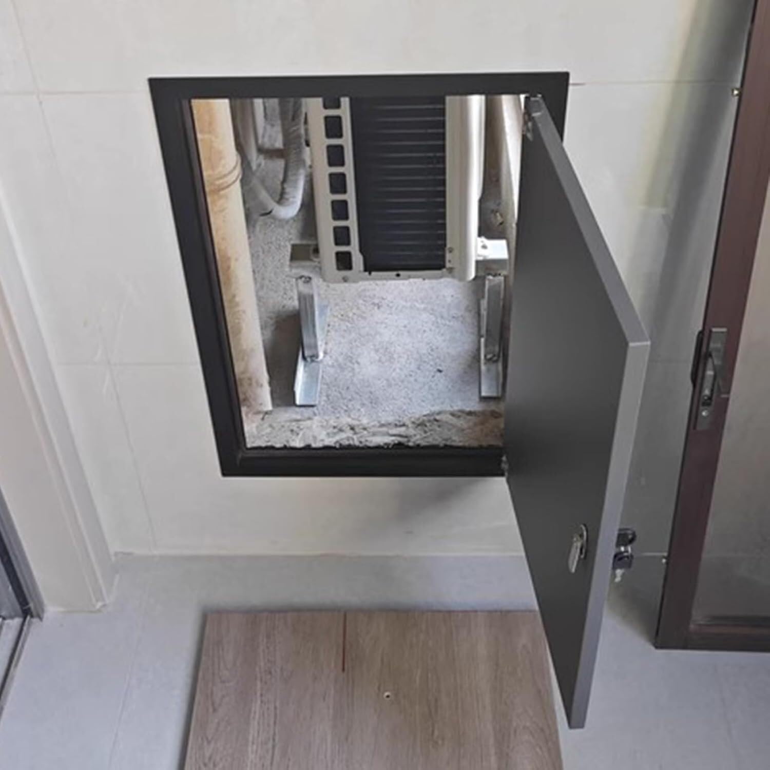 Kanduo Wxh Plumbing Access Door Locking Wall Access Panel Cover，Aluminum Grey Access Hatch Door Hvac Duct Wall Hole Cover Plate(50X90cm)