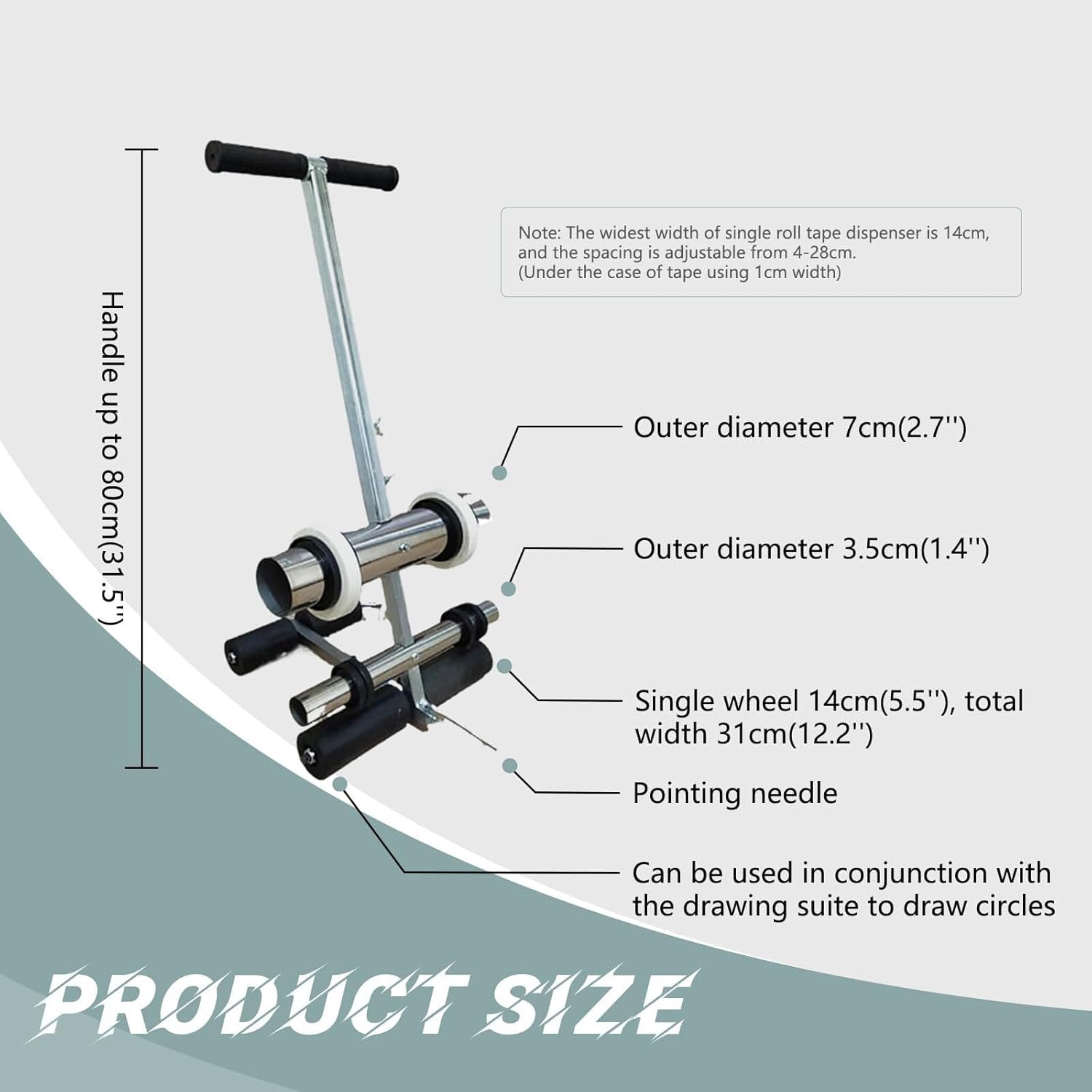 Striping Line Marking Machine, Line Striping Machines, Masking Tape Marking Equipment, with Drawing Circle Kit, for Basketball Courts, Road Warning and Parking Space