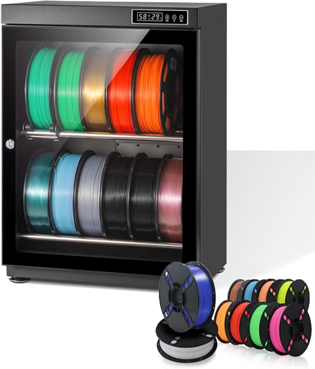 3D Printer Filament Dryer Box,10-12-Spool 1kg Filament Dehydrator,70L Anti-Moisture Filament Storage Box, Humidity Range RH15%-RH60%, for Nylon, PLA,PETG,ABS,TPU,PA