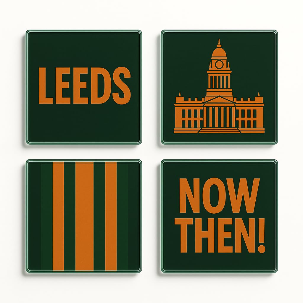 The Plum Penguin Leeds Acrylic Coaster Gift Set Of 4 With Aura Design - Nostalgic Home Decor For Celebrating Local Culture