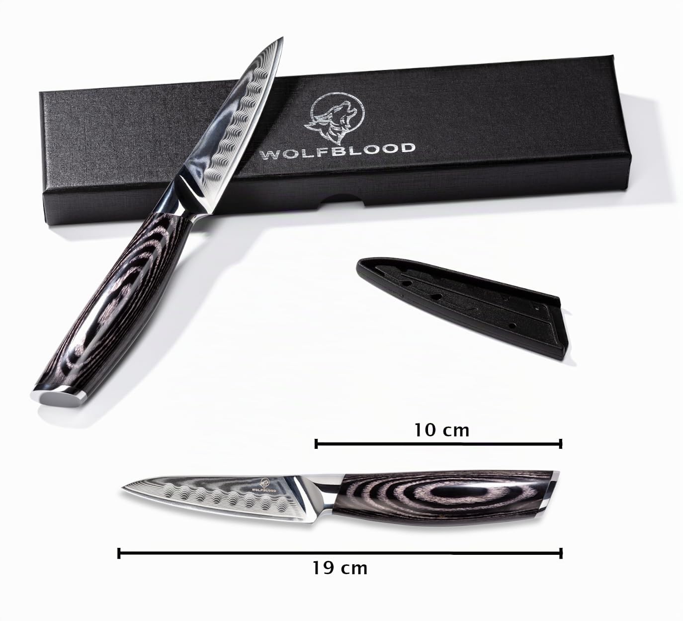Wolfblood PRO Damastmesser S 20 cm Schälmesser | 67 Lagen Damaststahl