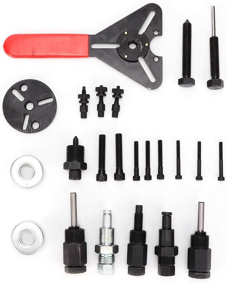 A/C Compressor Clutch Remover Tool Kit, 23pcs, Puller Switch, Push Button Actuator, Manual Operation, Popular Color