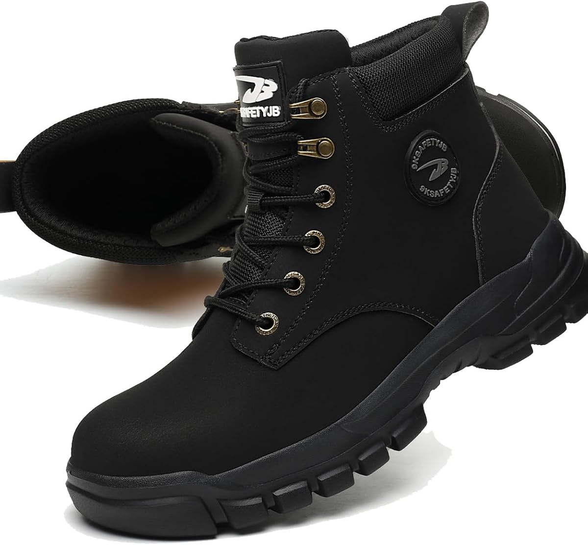 Botas con punta de acero para mujeres y hombres, zapatos de seguridad ligeros impermeables | Moda,Cómodo,Hasta el tobillo,A prueba de pinchazos,Piel sintética,Calzado de trabajo industrial y de construcción