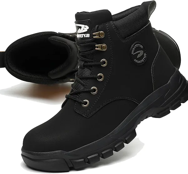 CORANSBER Steel Toe Boots for Women Wateproof Safety Shoes Men Lightweight Composite Toe Boots Leather Construction Steel work Shoes