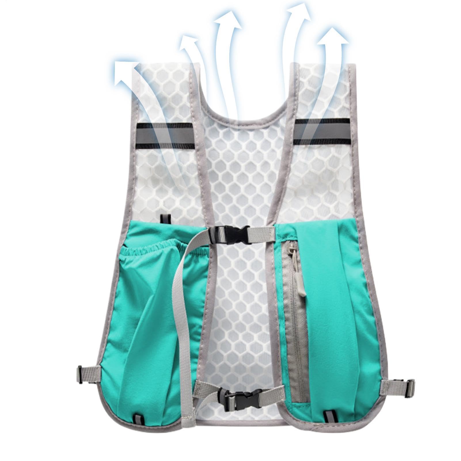 Hydration Running Gilet - Adjustable Reflective Chest Rig, Mobile Phone Storage Pouch | Slim Fit Sports Vest with Water Flask Compartment, Water Resistant Training Pack for Runners, Unisex.