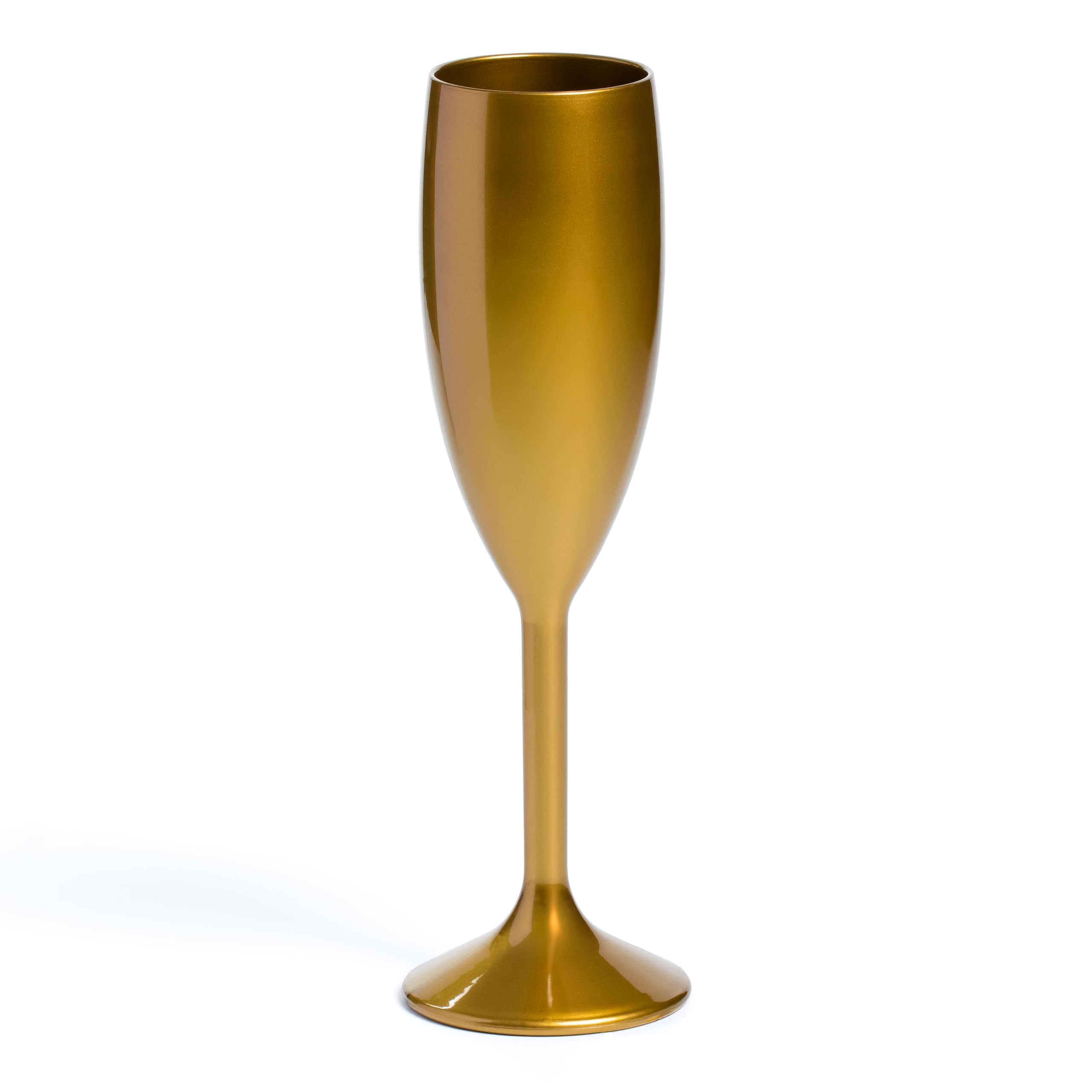 Persy Party Plastic Champagne Flutes 10 Pack - Unbreakable Wine Glasses with Long Stem - UK Based Coloured Champagne Flutes Prosecco Glasses - Gifts for Christmas, Wedding & Birthday - Metalic Gold