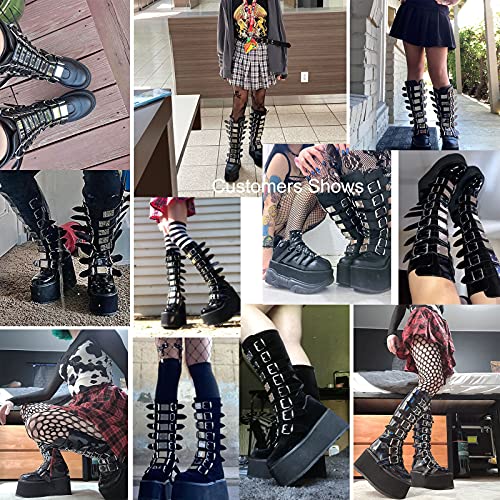 Roimaash Dames Goth Laarzen Wedge Hoge Hakken Plaftorm - Image 6