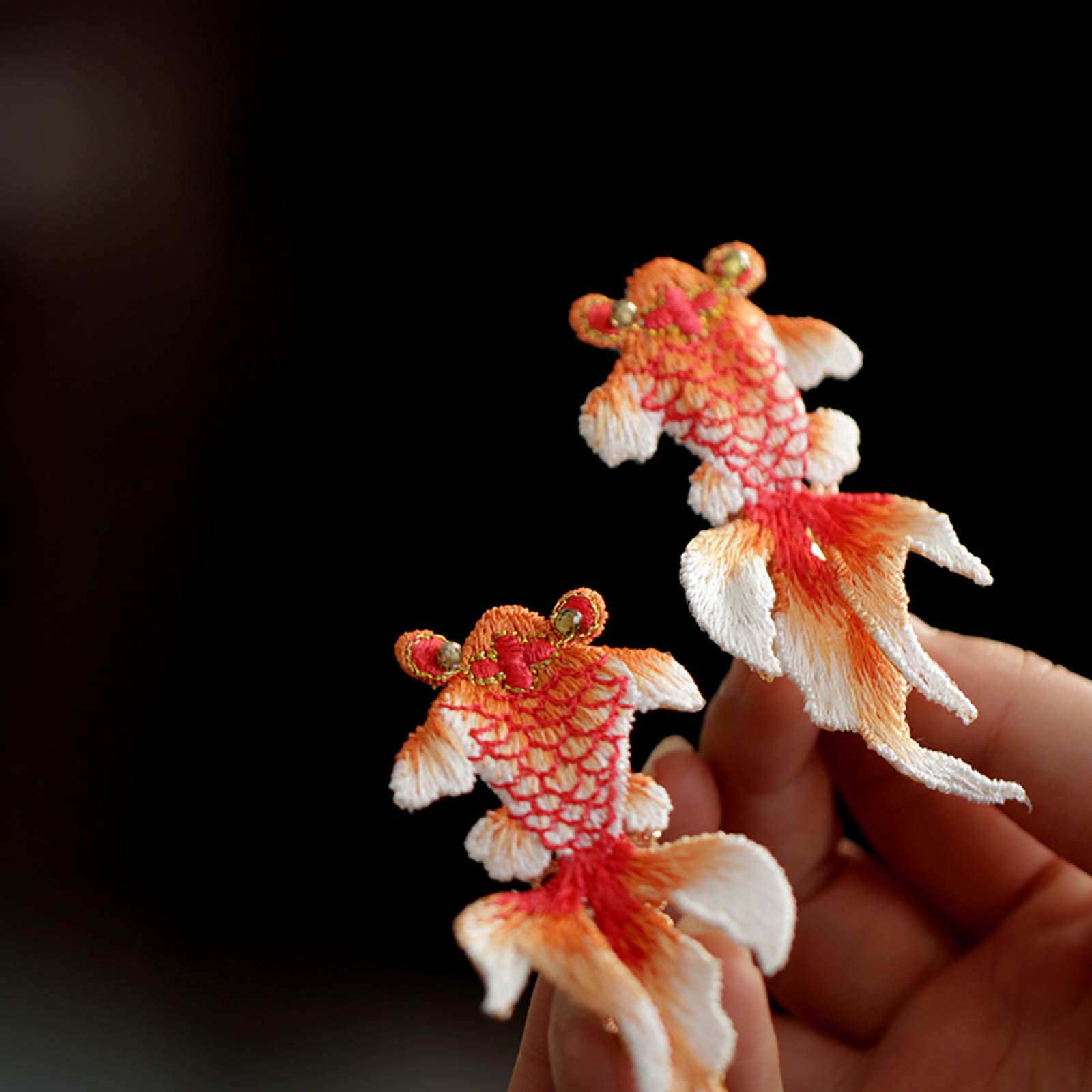 Head-On Luxurious Gold and Black Floral & Lucky Fish Design Hair Accessory Dauphines of New York Luxury Hair Accessories main image 3
