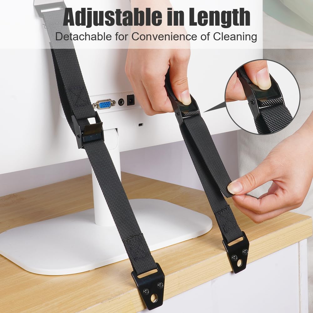HOTUT TV and Furniture Anti Tip Straps, 2 Pcs Metal Heavy Duty TV Straps Child Safety Furniture Straps - Image 3