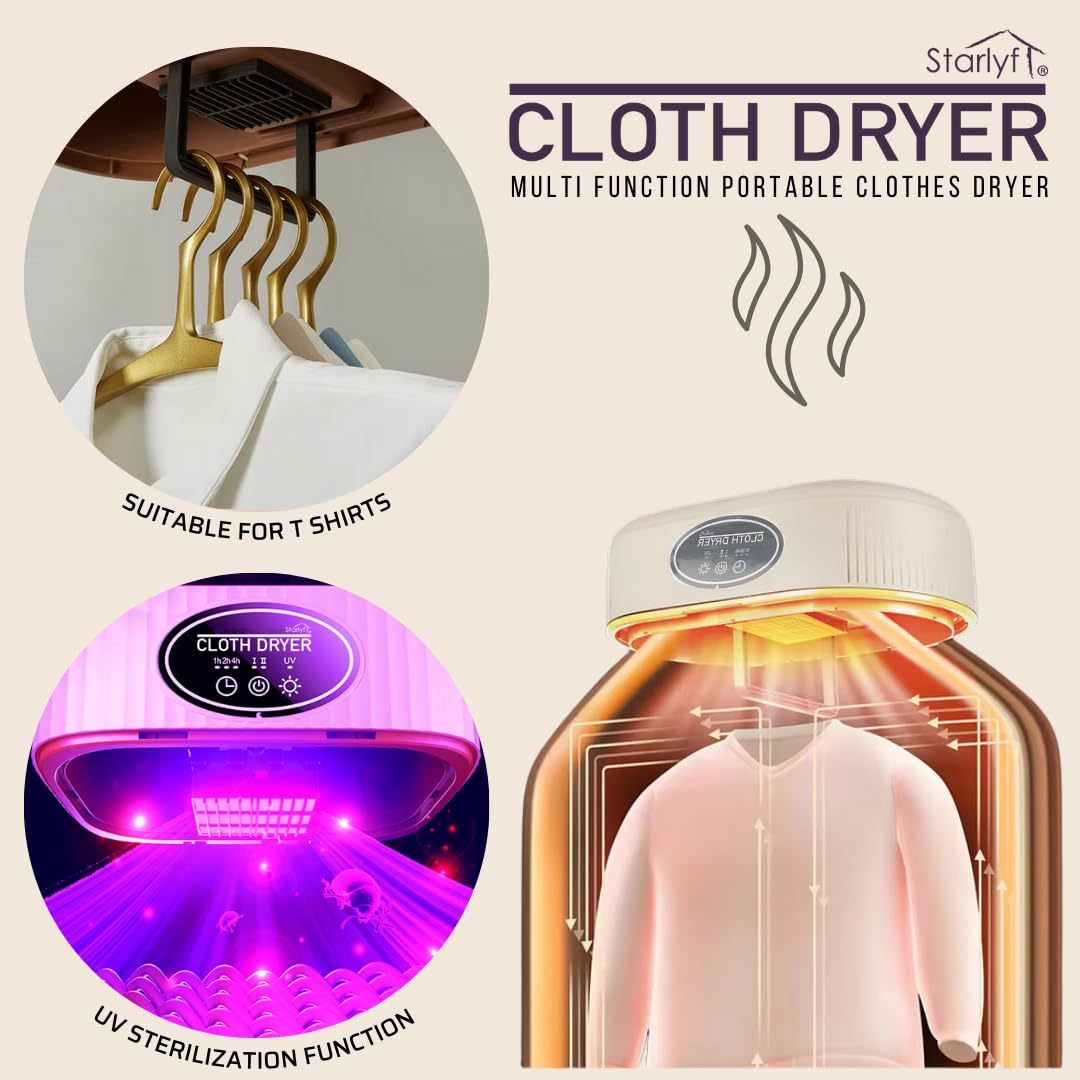Cloth Dryer – Secadora Eléctrica Portátil para Ropa, Aire Caliente 360°, Secado Rápido y Eficiente, Limpia y Desinfecta, Ideal para Pisos, Apartamentos y Viajes
