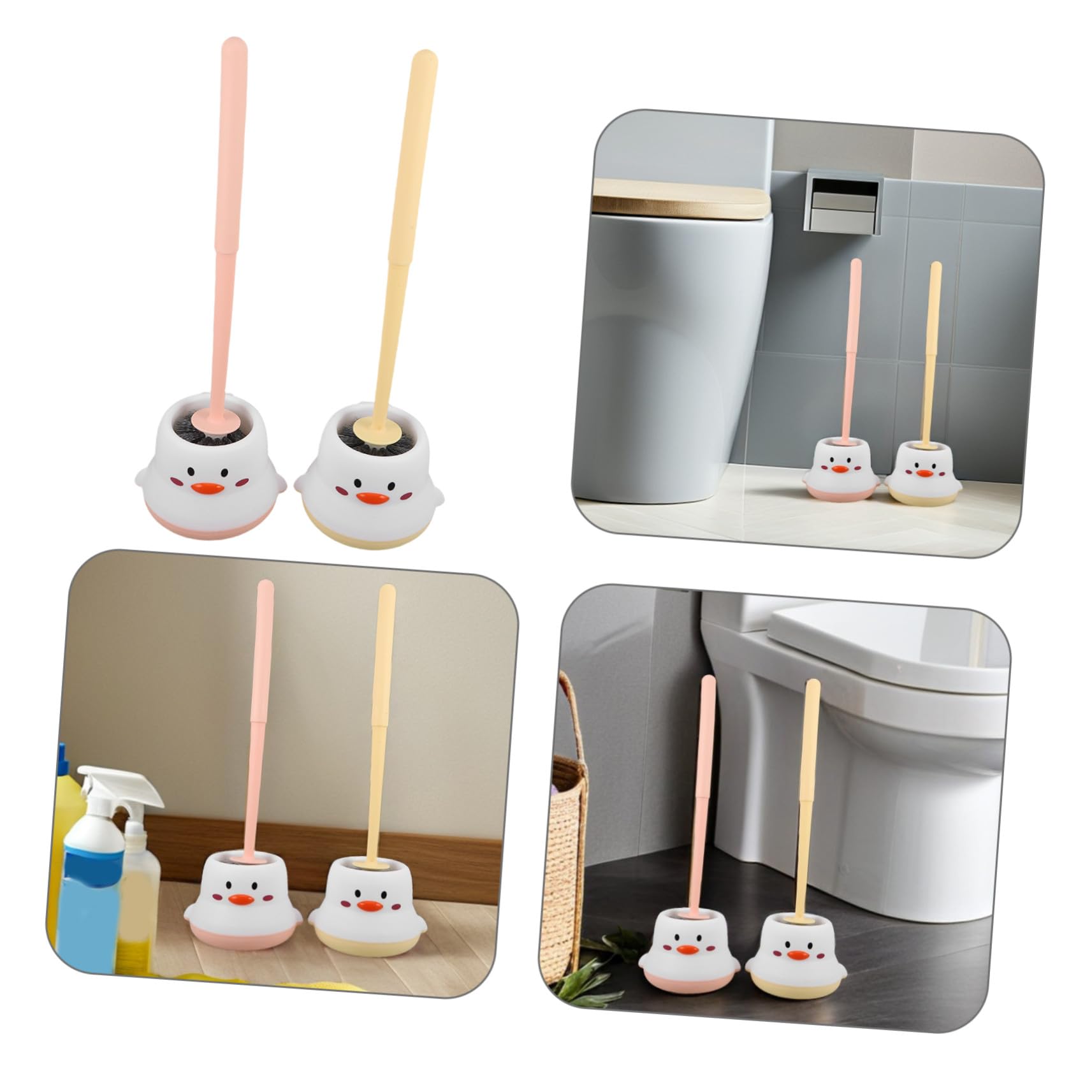 2 Piezas Escobilla de Baño con Base Práctica de Unidades Diseño Pared Mango para Limpieza Profunda de Rincones Herramienta Duradera de Plástico para Hogar y Uso Comercial