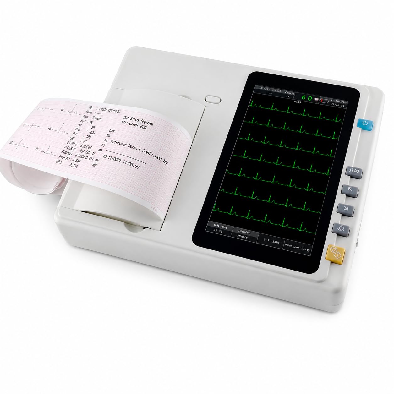 Przenośny 3-Kanałowy Monitor EKG, 12-Ołowiowy Cyfrowy Elektrokardiograf Z 7-Calosowym Ekranem Dotykowym I Aktualizuj Oprogramowanie Karty SD USB