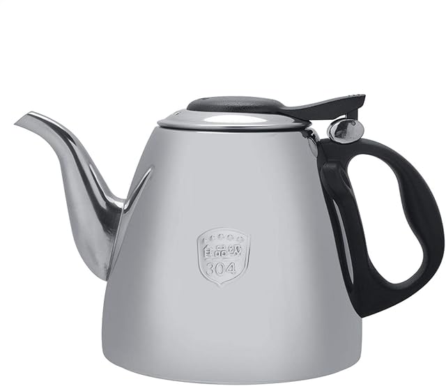 Stainless Steel Tea Pot, 1.2L Easy Pour Teapot Tea Kettle Tea Coffee Pot with Heat-Resistant Handle for Fruit Herbal and Infusion Tea