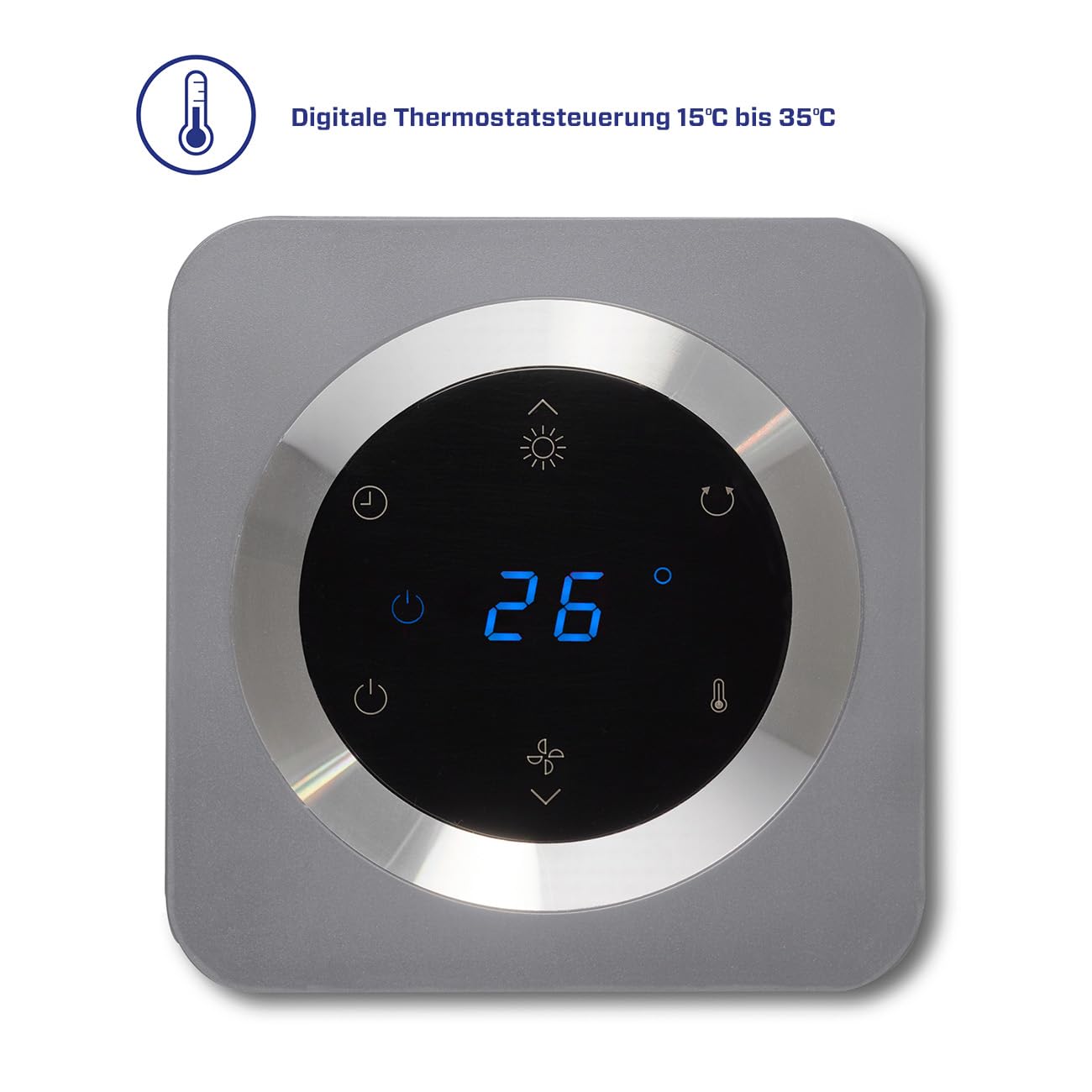 Clean Air Optima CA-904 Smart 2in1 Design Heizlüfter Heizen Kühlen 1000/2000 Watt Digitaler Thermostat 15-35°C Oszillation 80º bis 40m²/100 m³ Grau