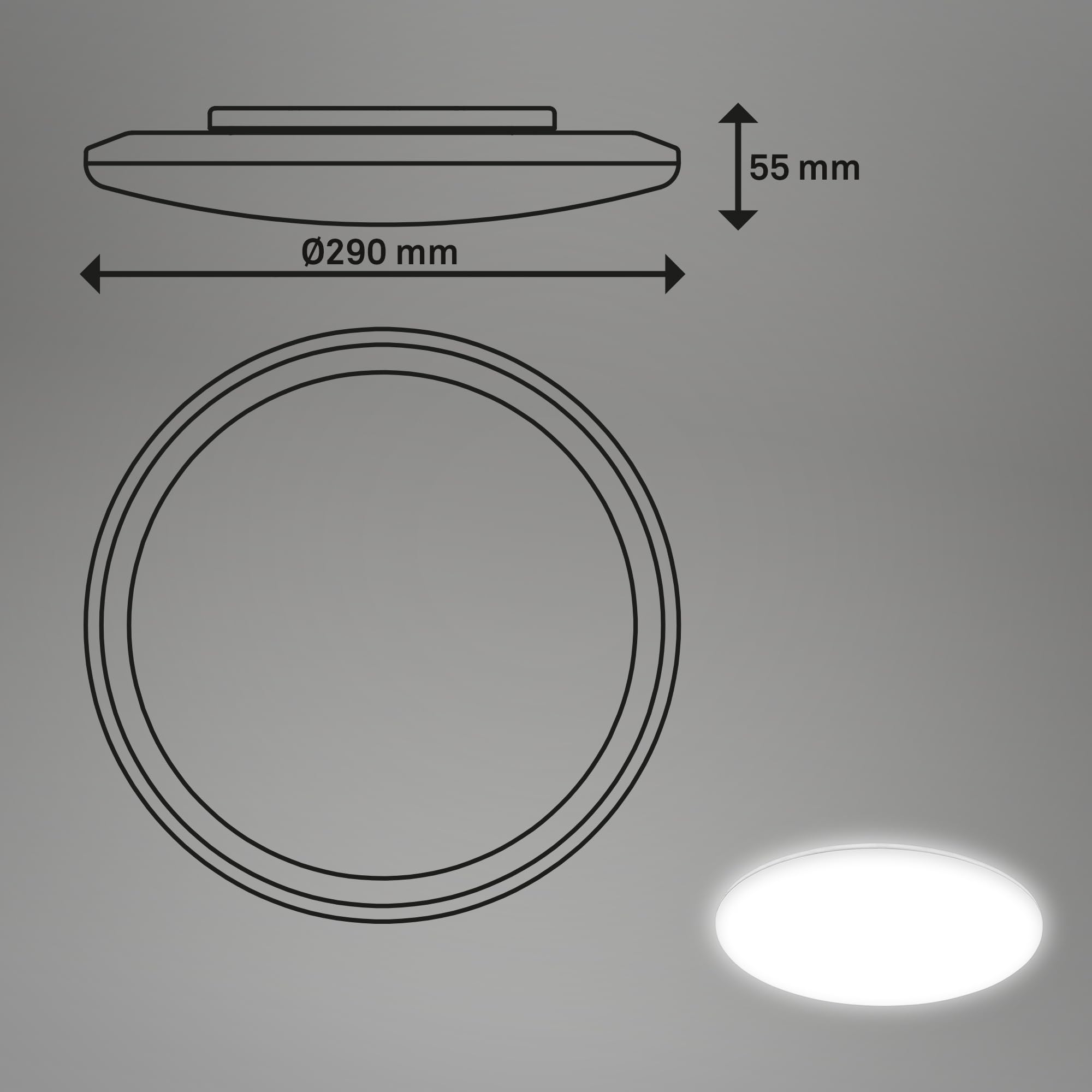 BRILONER - Lámpara de techo LED baño con luz indirecta, protección contra polvo, blanco neutro, lámpara de techo LED, panel LED, lámpara de baño, lámpara de cocina, 29 x 5,5 cm, blanco
