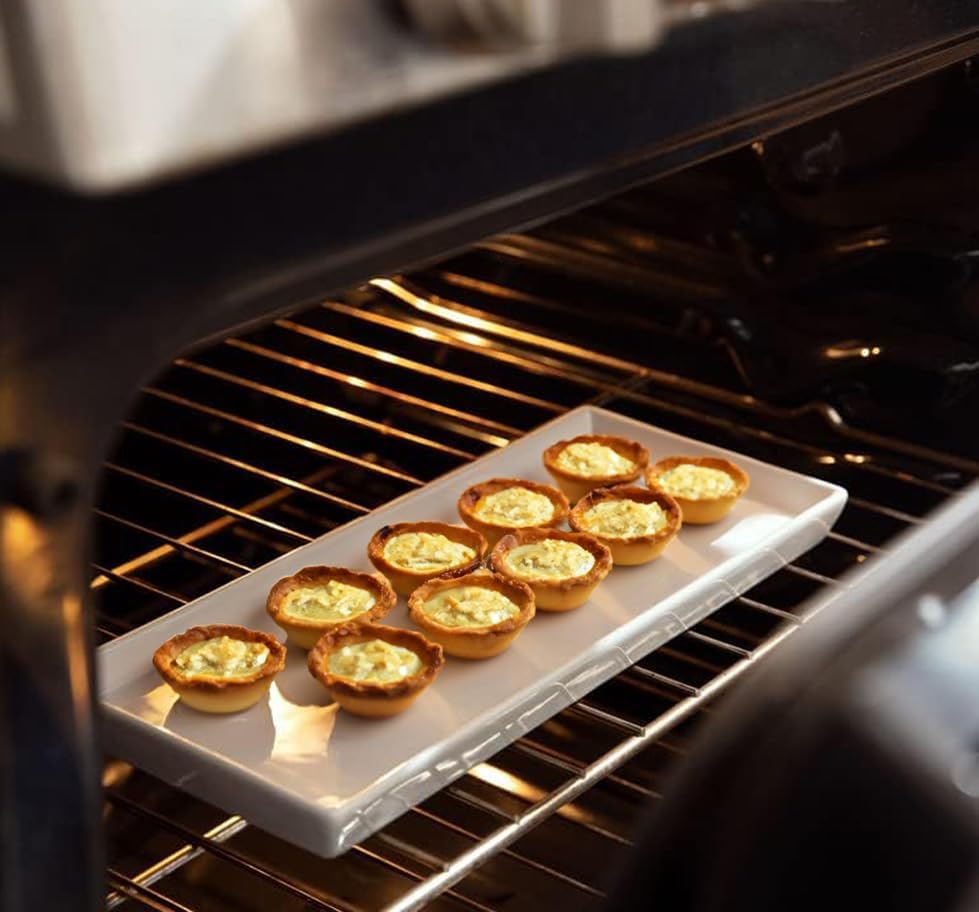 Miniatura 5 de KooK Bandejas rectangulares de cerámica de 11 pulgadas, platos de porcelana para alimentos en fiestas y entretenimientos, aptos para microondas,