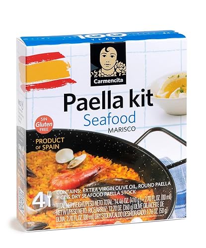 Carmencita. Seafood Paella Kit with Saffron. 470g (16.58oz). 4 servings.