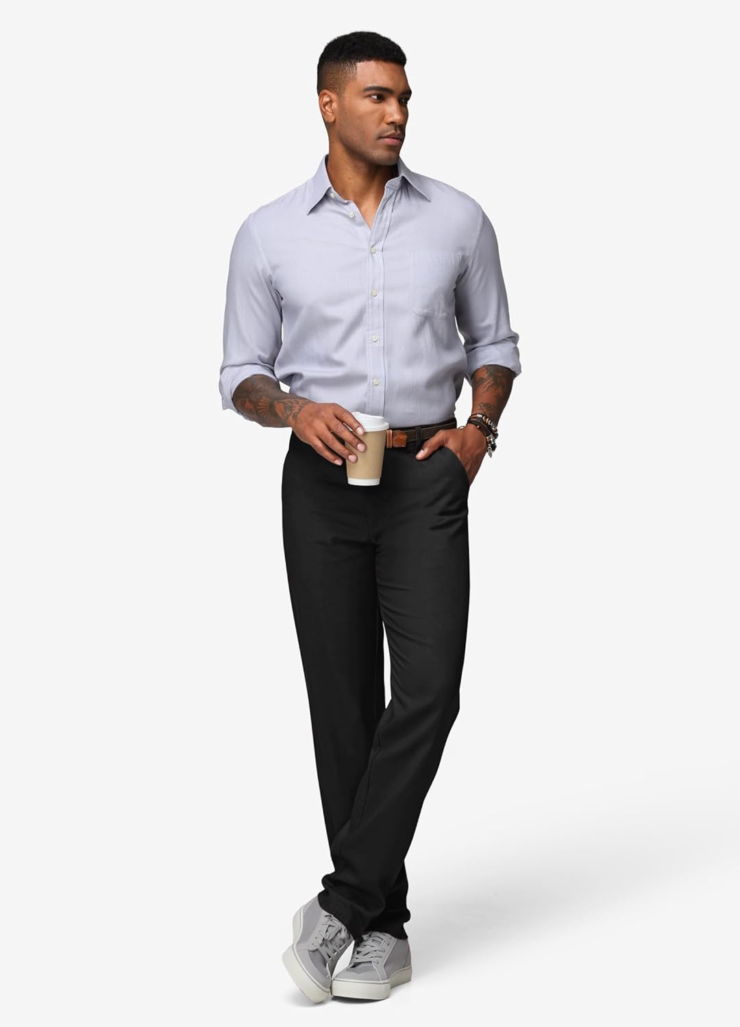 Men's Linen Pants Casual Breathable Linen Dress Pants Summer Beach Work Trousers 30'' 32'' - Image 6