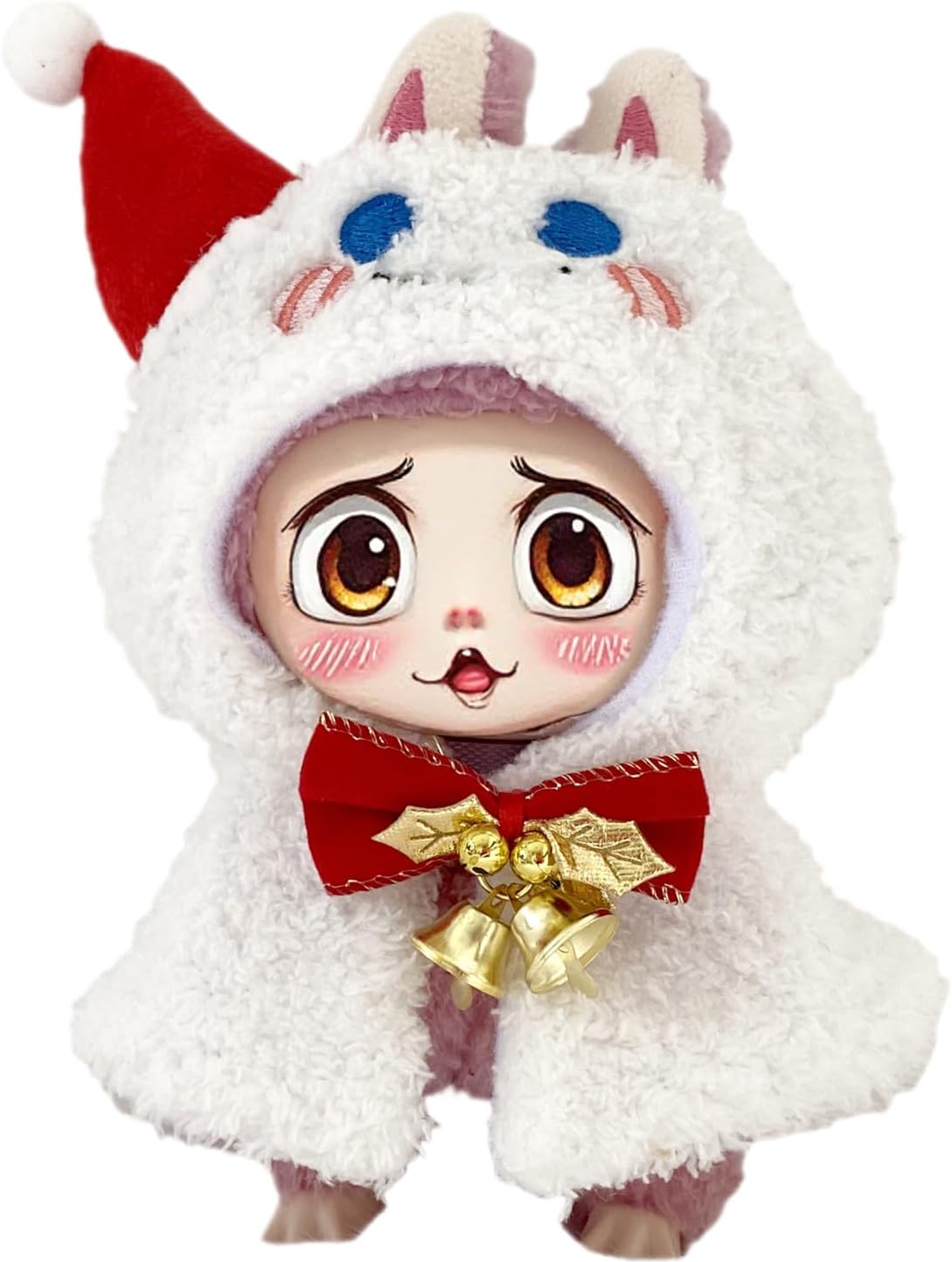 Clothes for labubu Dolls-17cm Christmas Clothes Set (NO Doll),Cute Festive Unique Style for Dress Up (red)