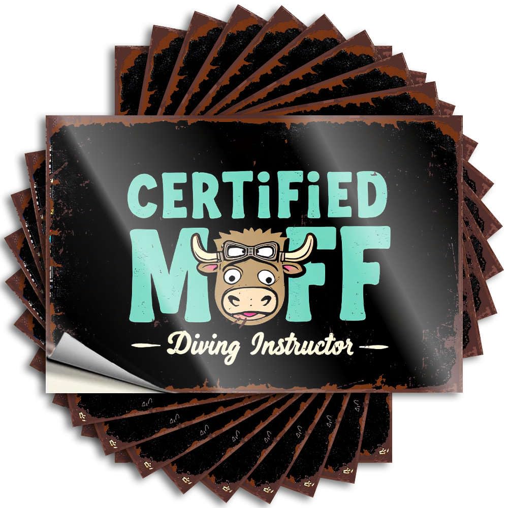 Sticker Funny Stuff Durable Vinyl - Certified Moff Diving Instructor Case for Long Use(8X12CM)