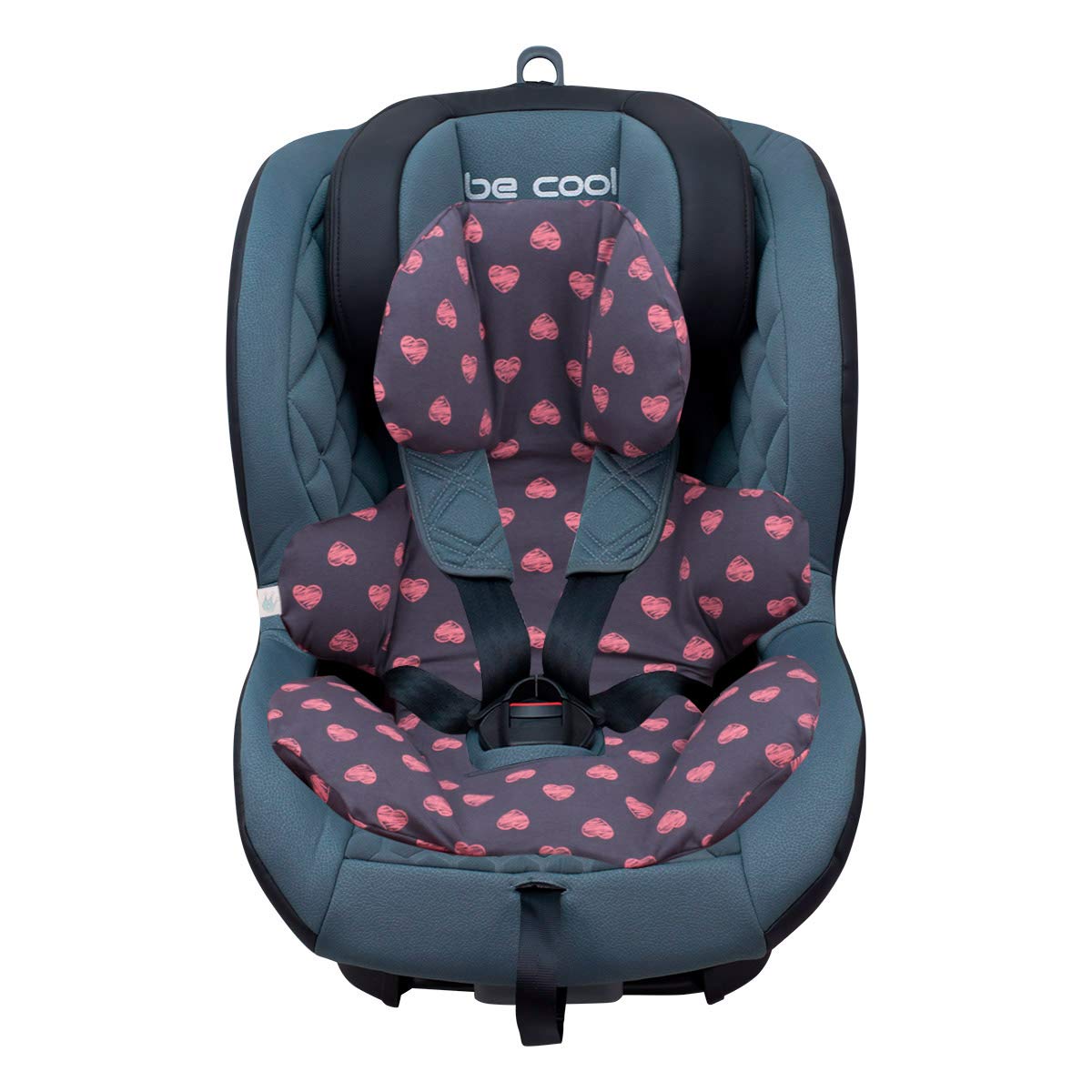 JYOKO KIDS Funda de algodón para Reductor de silla de coche Compatible con Be Cool Twist (CON OJAL, FLUOR HEART)