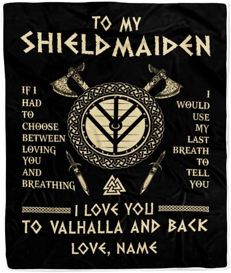 Personalized American Viking Victory Til Valhalla Odin God Celtic Scandinavian Norse Mythology Runes Men Women Dad Mom Birthday Christmas Bed Fleece Blanket (60 x 80 in Adult Size)