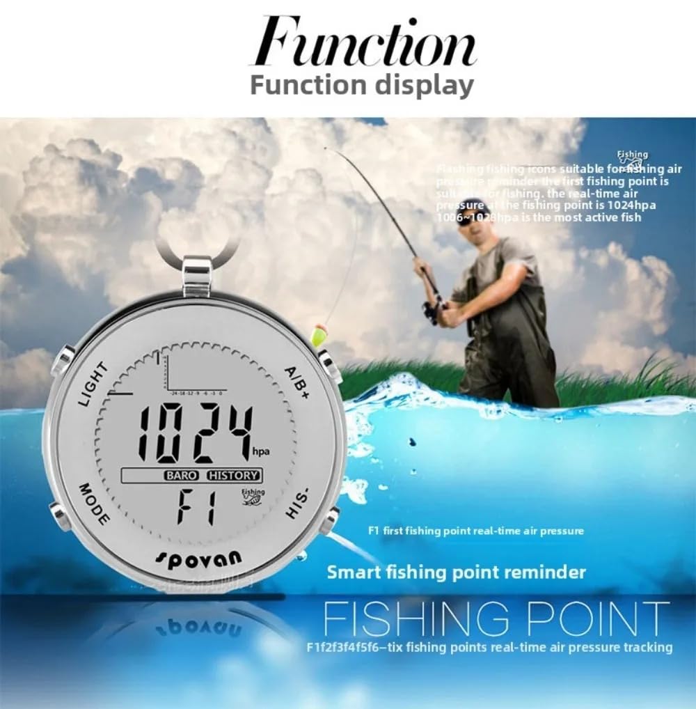 SPV600 - Reloj de bolsillo con barómetro digital, resistente al agua, temporizador para deportes al aire libre, para correr y competición, reloj de pulsera unisex