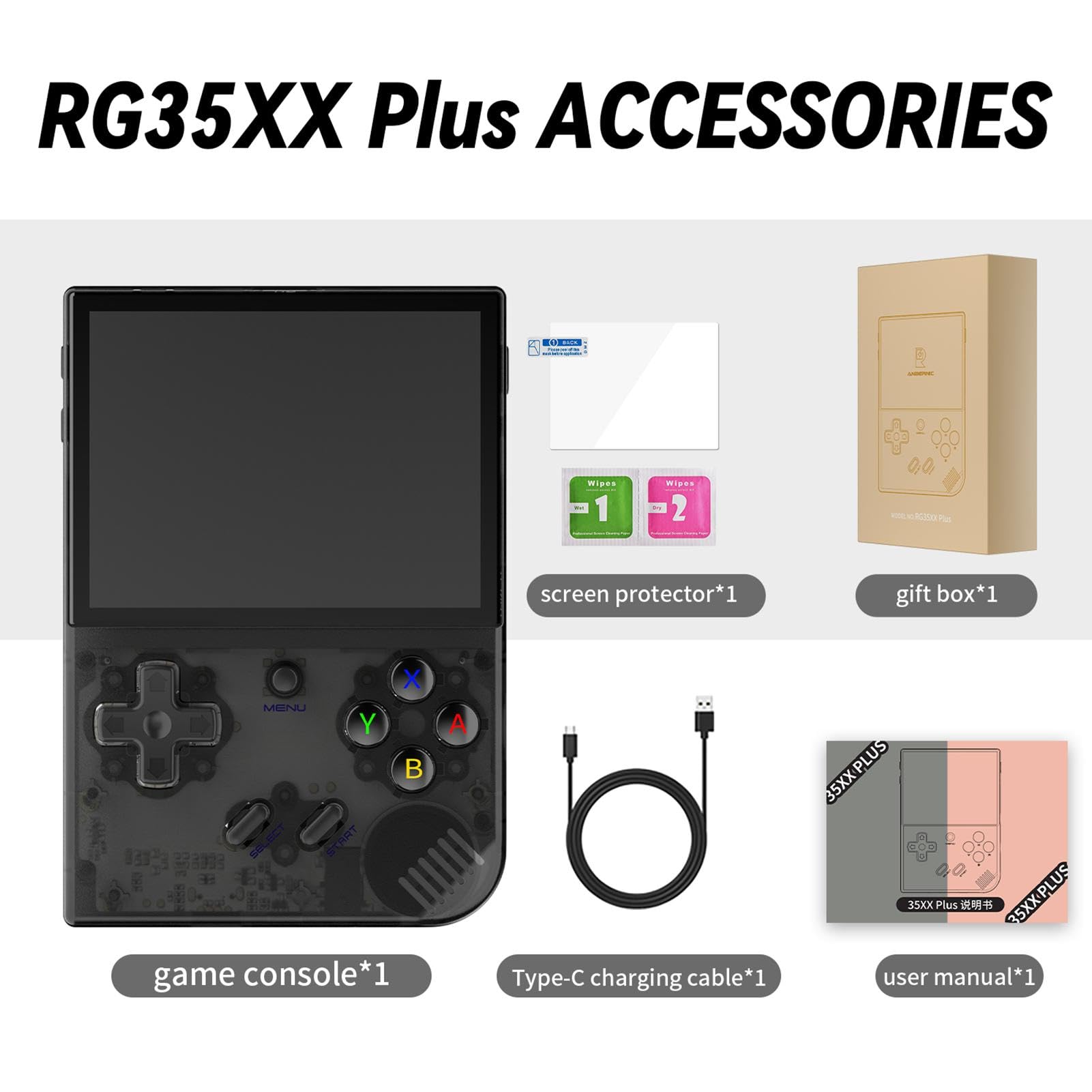 RG35XX Plus Przeno? konsola do gier, ekran 8.9 cm, IPS, retro, przeno?ny | kieszonkowy odtwarzacz wideo, Wi-Fi, du?a bateria, otwarta konsola do gier dla dzieci, doros?ych, m? ?czyzn, kobiet