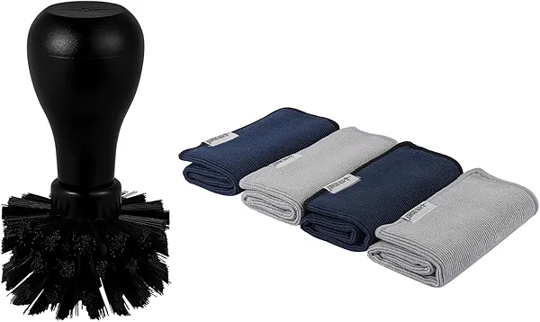 MHW-3BOMBER Barista Towels for Espresso 4Pack & Coffee Portafilter Cleaning Brush 58mm