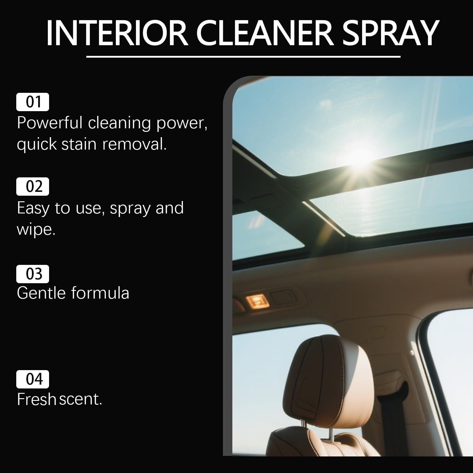 Uniwersalny spray do czyszczenia wnętrza samochodu, 3 w 1, środek czyszczący do desek rozdzielczych, skórzanych siedzeń, tapicerki tkaninowej, winylu, bez smug i ochronny, wielopowierzchniowy spray do