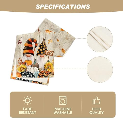 Miniatura 5 de Artoid Mode Gnomos de madera, calabazas, girasol, hojas de arce, camino de mesa de otoño, decoración de mesa de comedor para decoración del hogar,