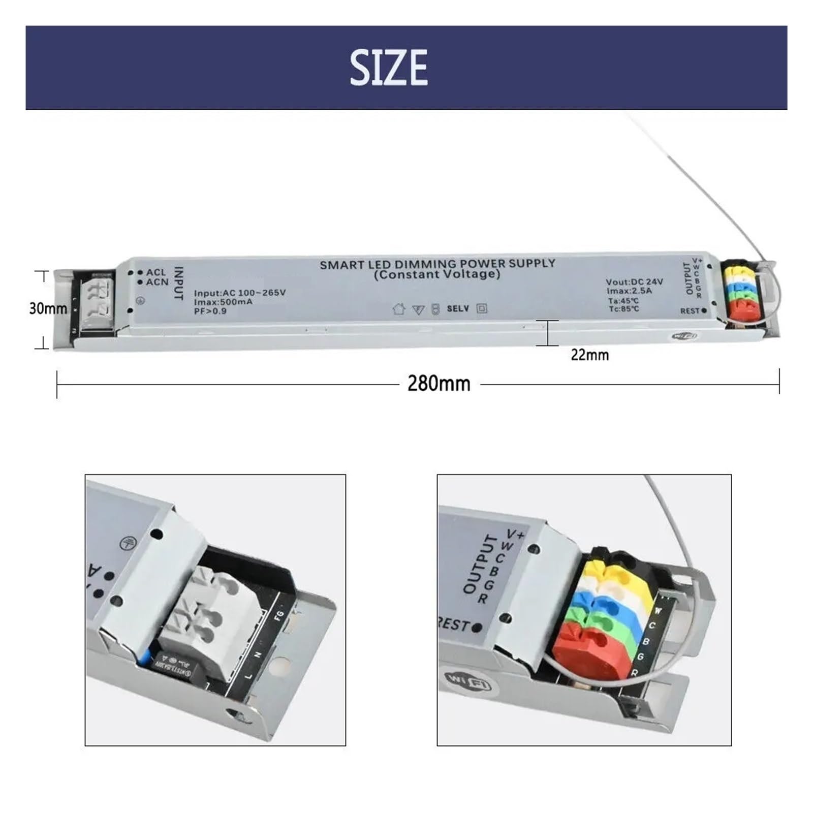 Sterownik LED Z Funkcją Ściemniania 60 W, Zasilacz DC 24 V, Współpracuje Aplikacją Wi-Fi Tuya Smart Life, Sterowanie Taśmą Wysoka Stabilność(ZIGBEE LED DRIVER)
