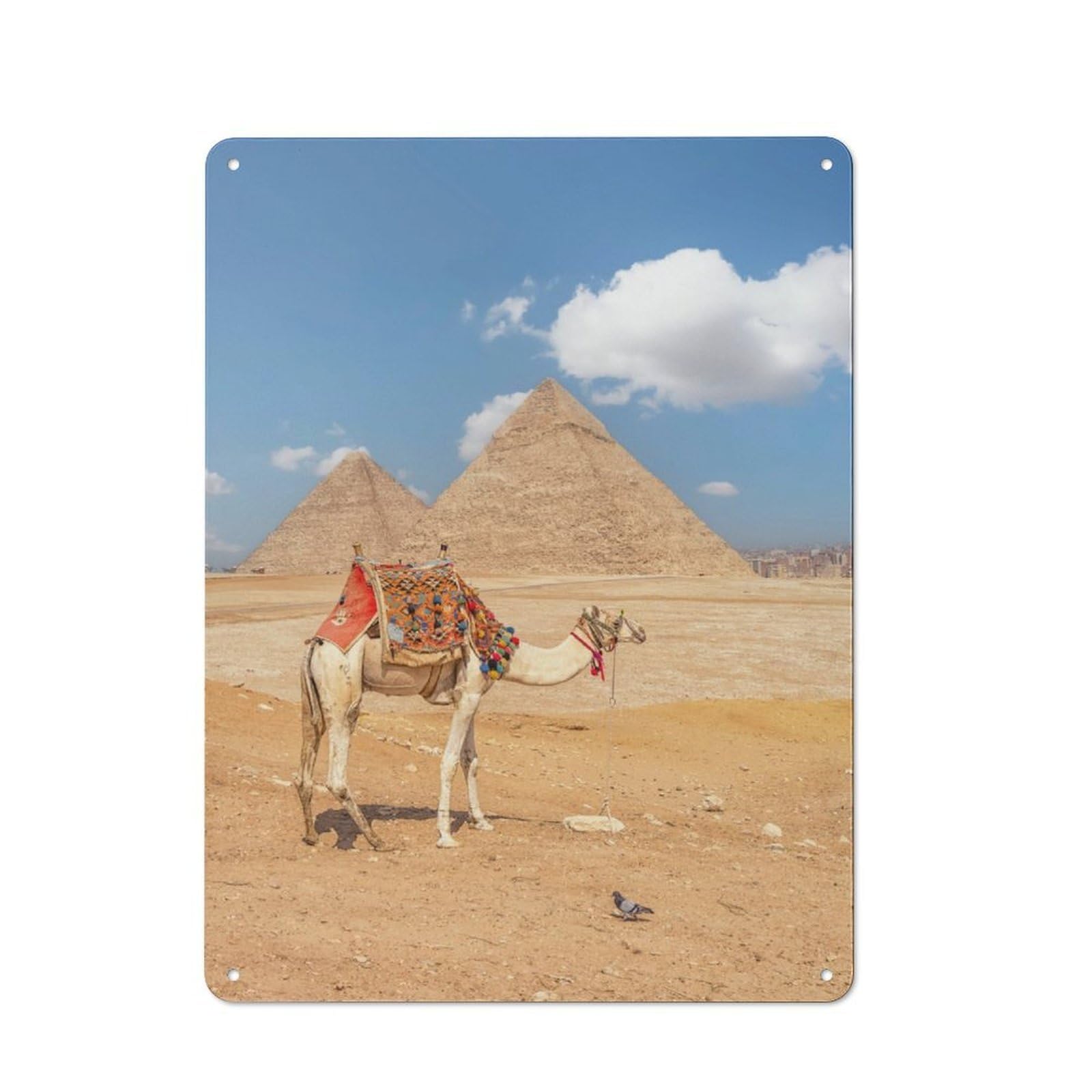 Junmoney Camel In Giza Metal Sign 40X30cm With For Hallway Wall, Vintage Decor, For Vintage Wall Decor Fans, For Themed Room Decoration