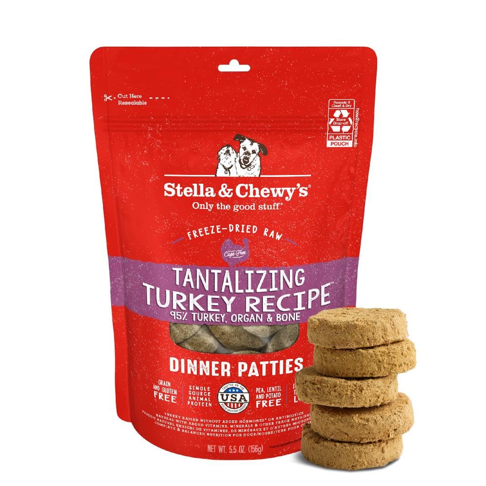 Stella & Chewy's Freeze-Dried Raw Dinner Patties - Turkey Recipe - High Protein Grain-Free Puppy & Dog Food - Perfect For Picky Eaters - 5.5 oz — image 1