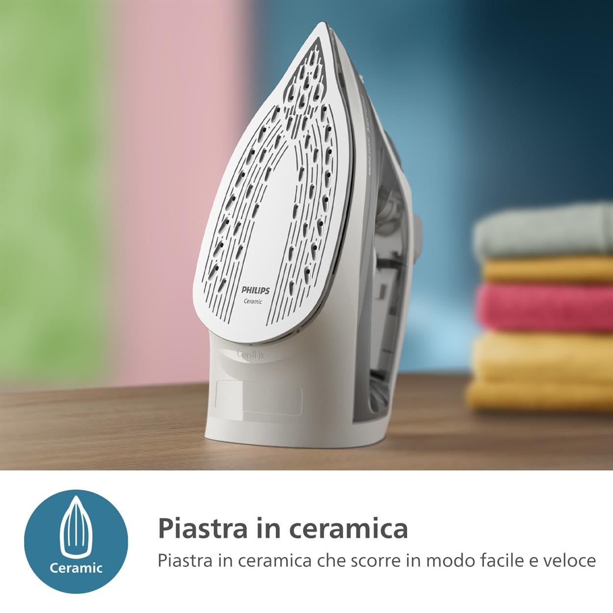 Philips Serie 2000 Ferro da stiro - Fino a 25g/min di vapore. 2000W. Serbatoio 250ml. 4 Impostazioni del vapore. Piastra in ceramica. Leggero per una stiratura rapida e facile. Grigio (DST2020/80)