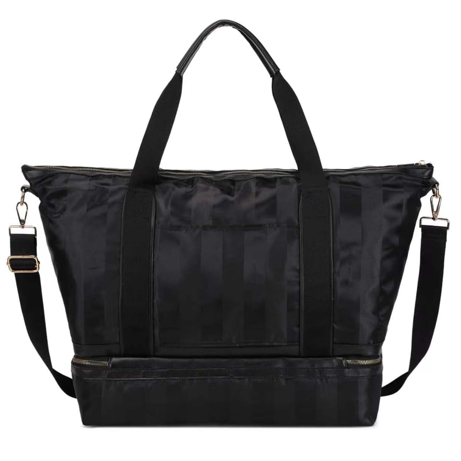Victorias Secret Bolso de hombro de las mujeres, bolso con cremallera de gran capacidad, bolso deportivo de las mujeres de viajes de compras de trabajo (negro)