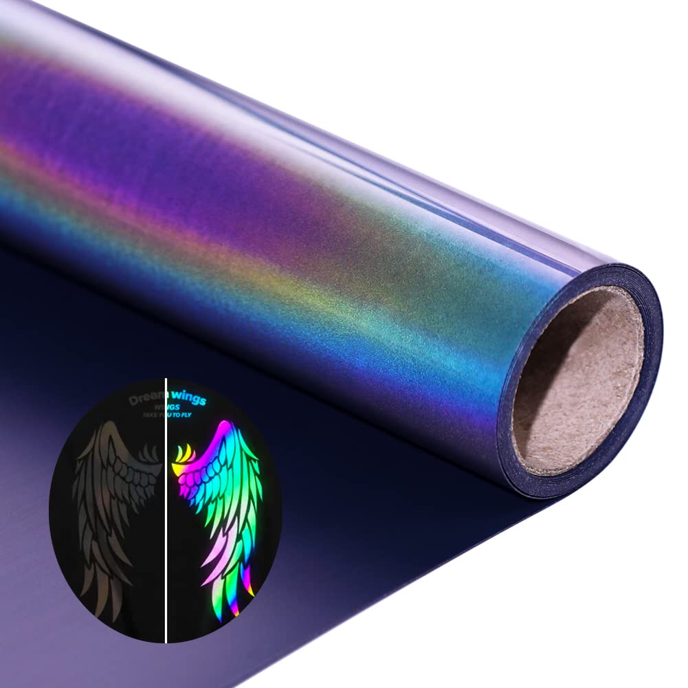 Reflektierend Plotterfolie Textil, Regenbogen Heat Transfer Vinyl 30.5cmx183cm Plotter Flexfolie für Cricut und Silhouette Cameo, Textilien Transferfolie zum Aufbügeln für DIY T-Shirt, Stoffe