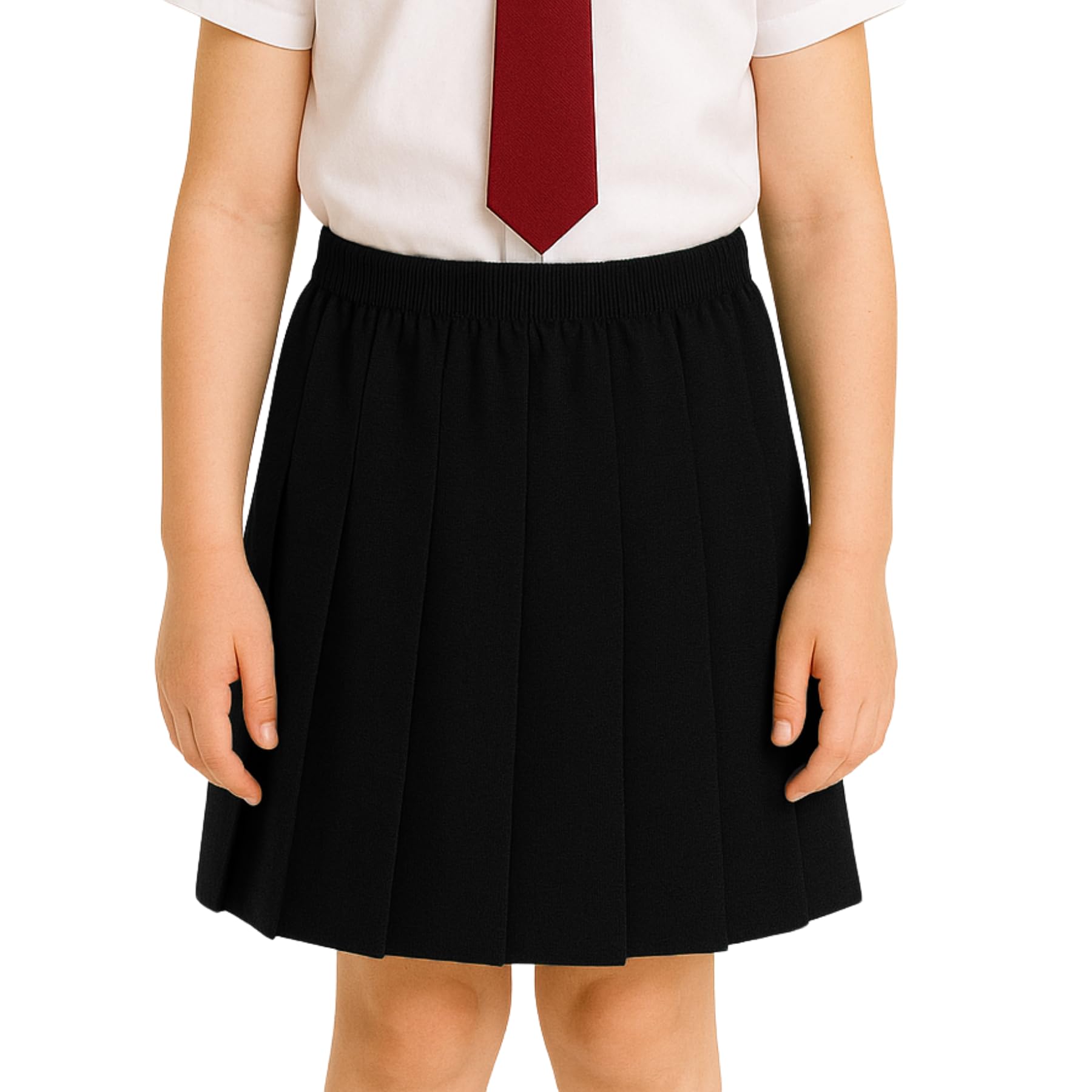 Schoolstitch Girls Black Schoolstitch® Elasticated Waist Skirt Box Pleated School Skirt