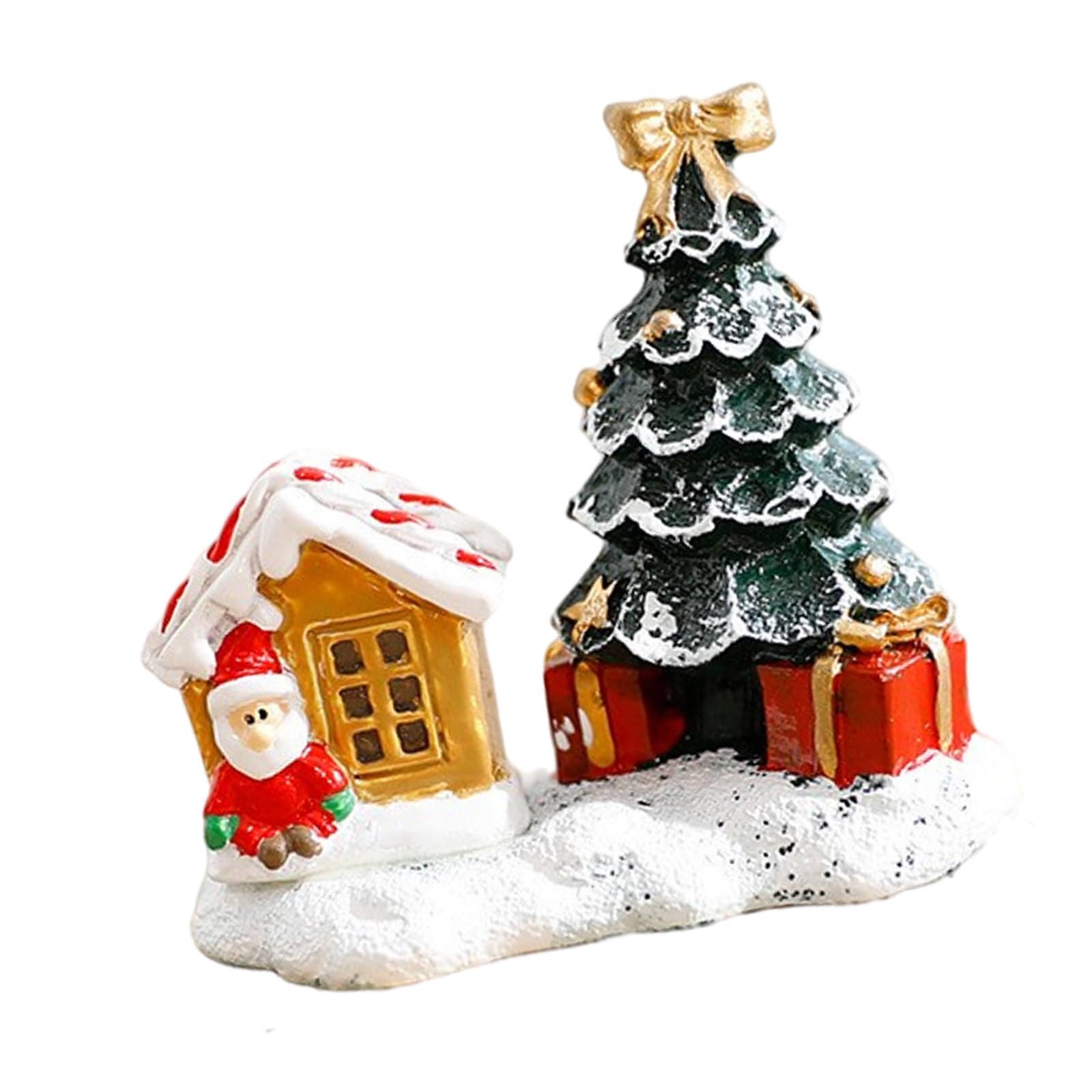 Hsioluted Christmas Cottage Ornament Snowman/Deer/Santa Village Shelf Display Decoration Miniature Landscape Centerpiece Tabletop Christmas Village Collectible