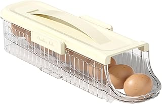 Egg Holder for Fridge Automatic Rolling, Egg Storager Container Organizer Dispenser for Refrigerator Stackable Removable Inner Tray, Egg Accessories (Clear, 1 Row-1 Tier)