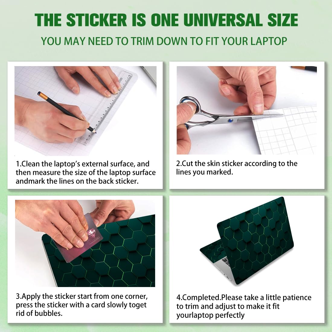 PLIGREAT 15 pollici Laptop Pelle Adesivo Cutable Universale Rimovibile Impermeabile Laptop Art Sticker Tecnologia Alveare