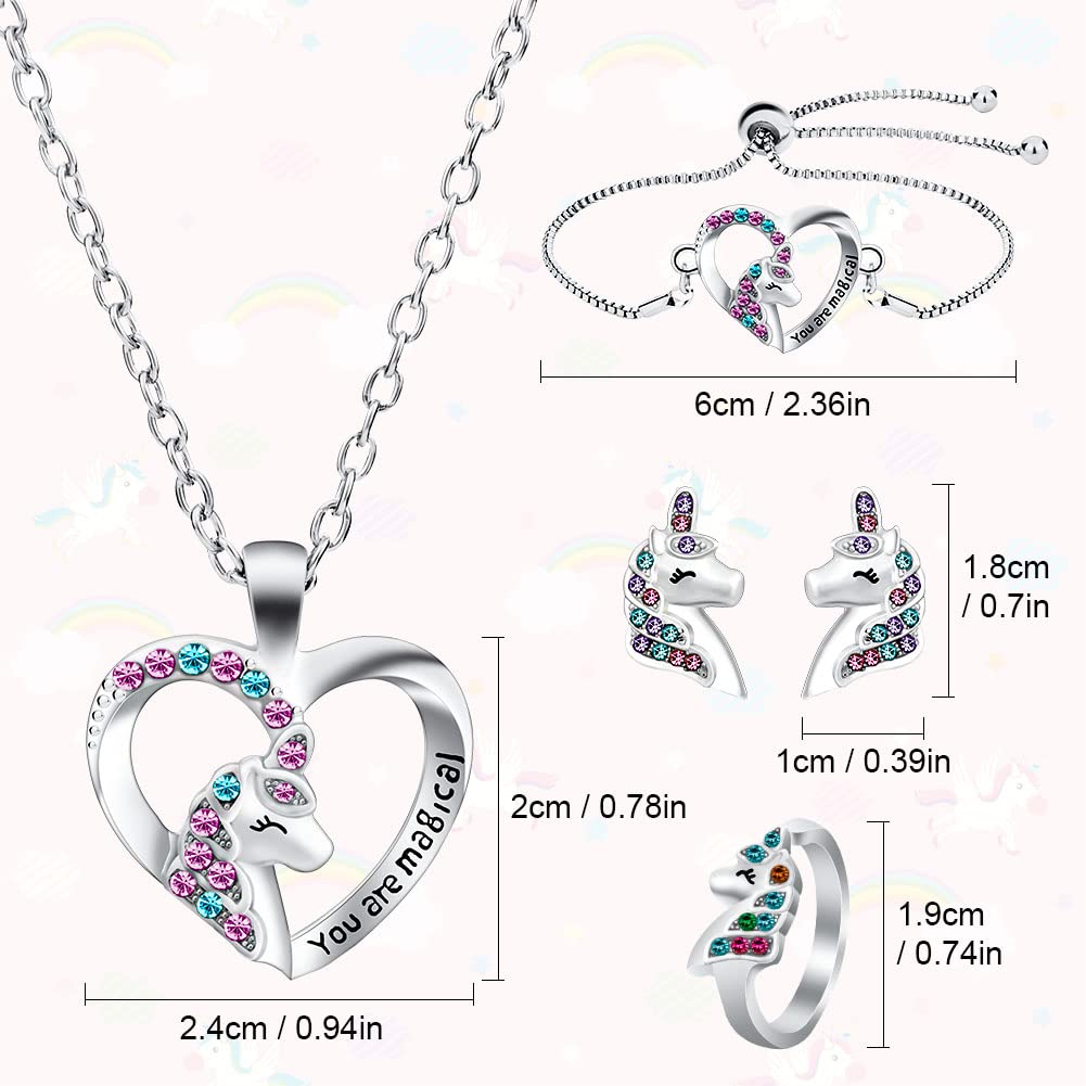 OSDUE Bijoux, Ensemble de Bijoux, Collier Bracelet Bague Boucles d'oreilles Set, Princesse Anniversaire Noël Cadeau