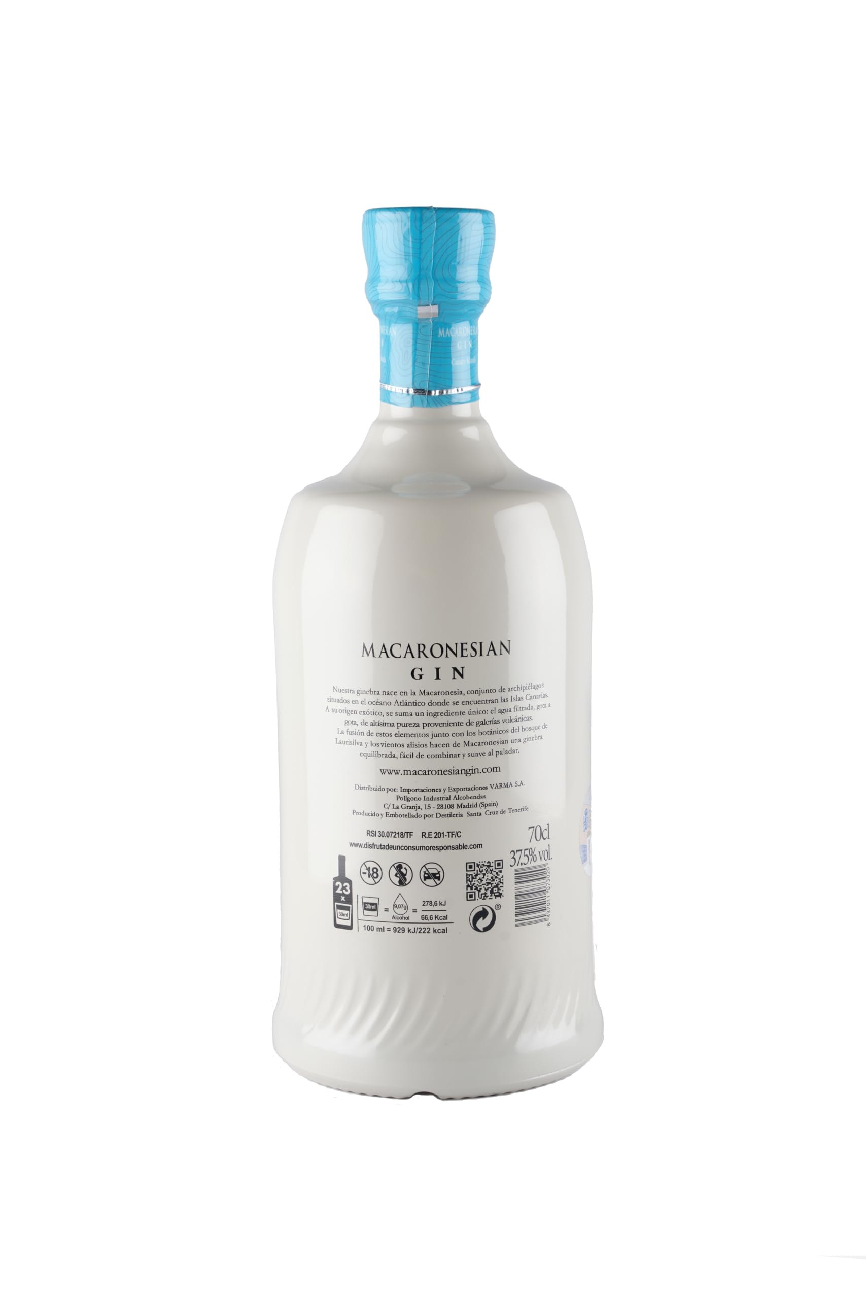 Macaronesian Ginebra Premium de las Islas Canarias con agua filtrada en galerías volcánicas - 37,5% vol. - botella de 700ml