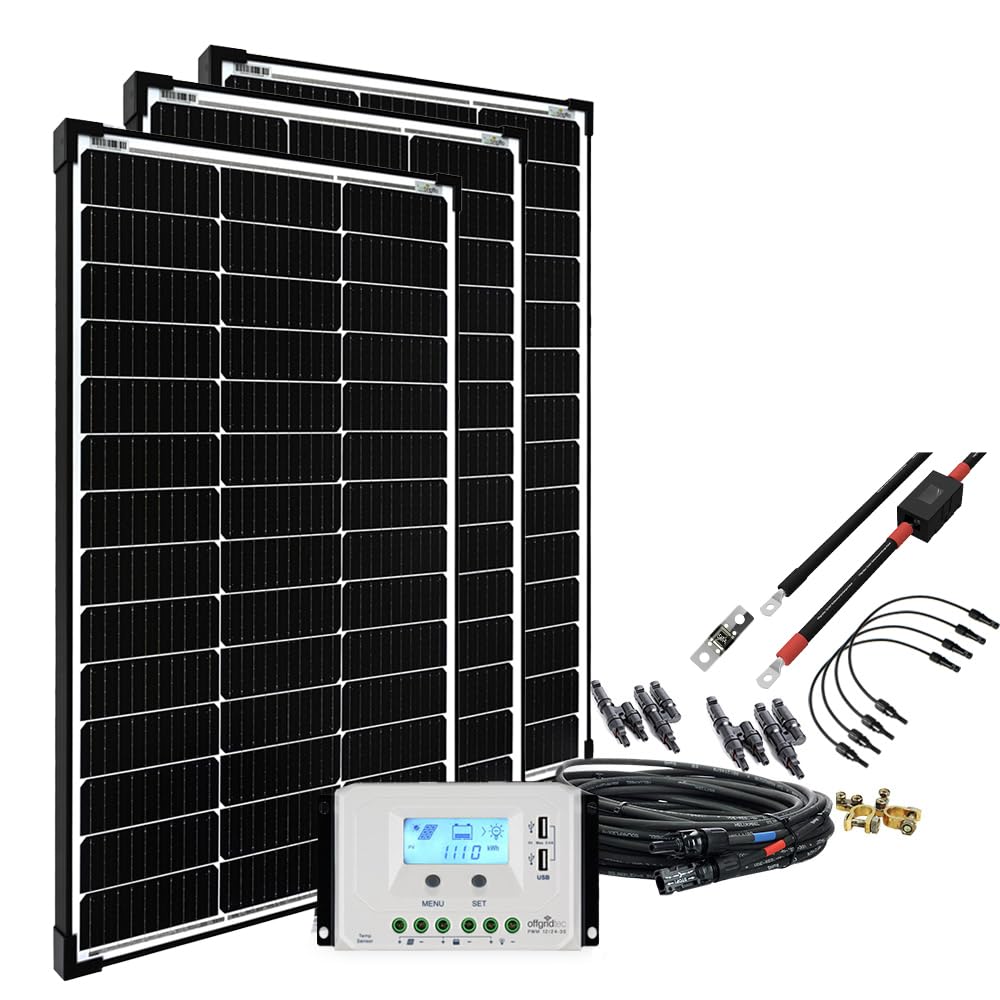 Offgridtec - Impianto fotovoltaico da 300 W con regolatore di carica e cavo
