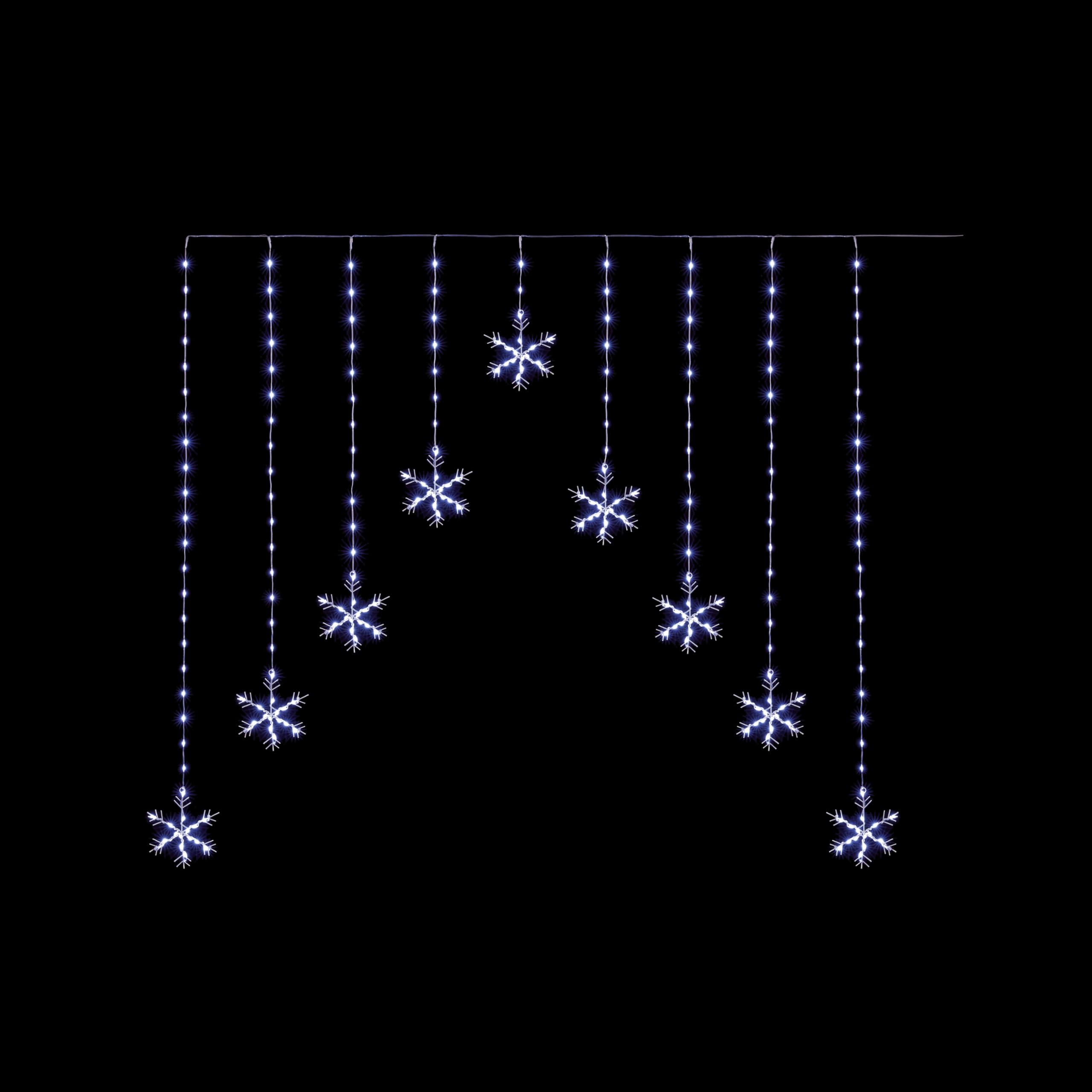 Premier White Smart Garden Christmas Led Snowflake V Shaped Curtain Lights - Indoor & Outdoor Use - 1.2 X 1.2 Metre - Christmas Decoration, Festive Lights Décor